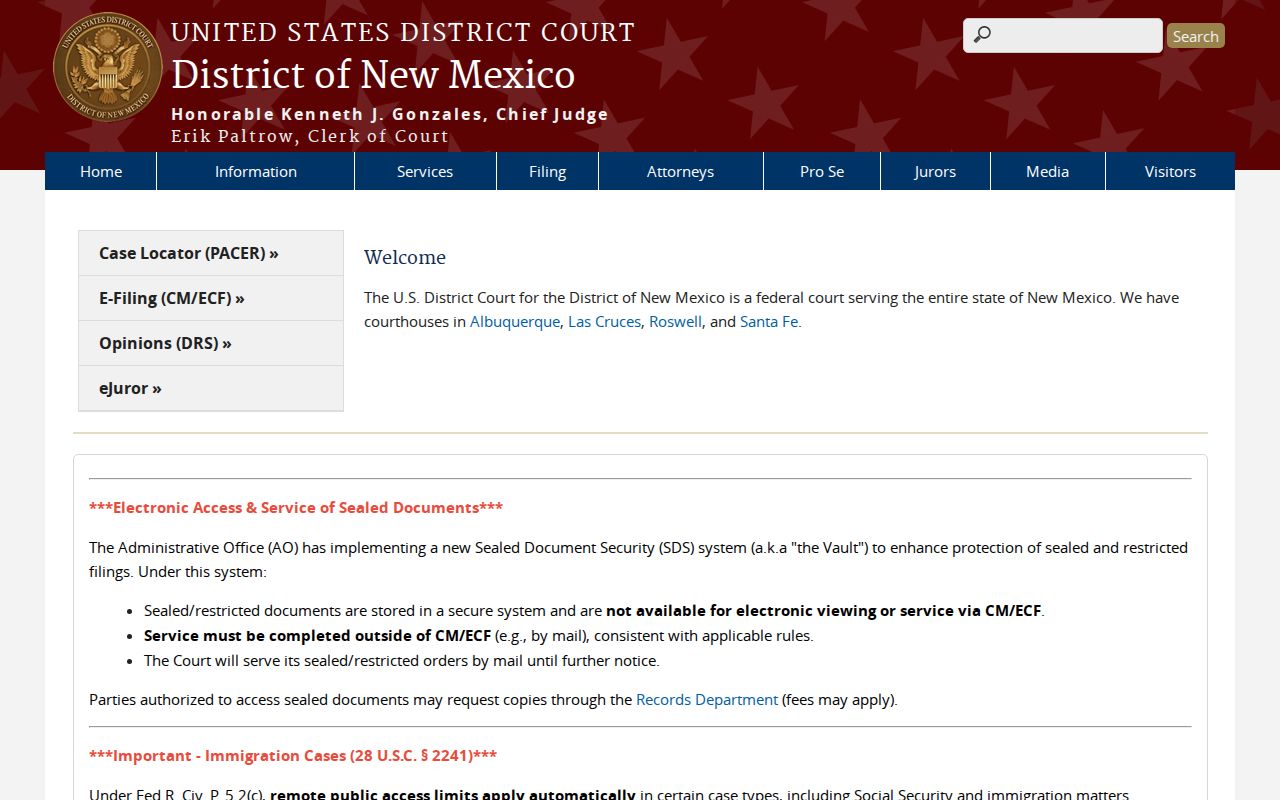 Catron County civil docket federal court starting point for separate federal records