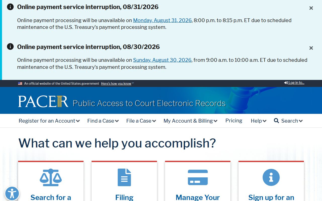 Catron County civil docket comparison with the official PACER federal case system