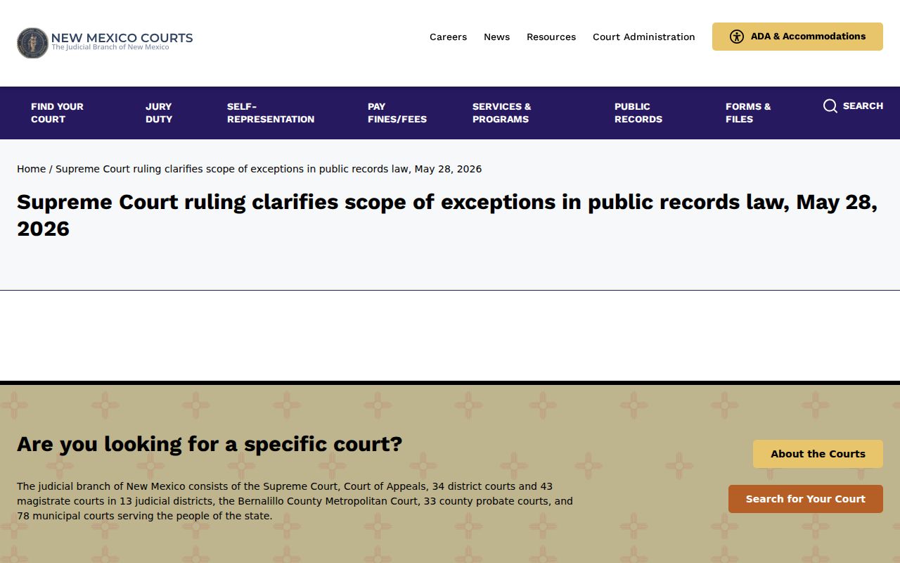 Catron County criminal docket public-records access update from New Mexico Courts