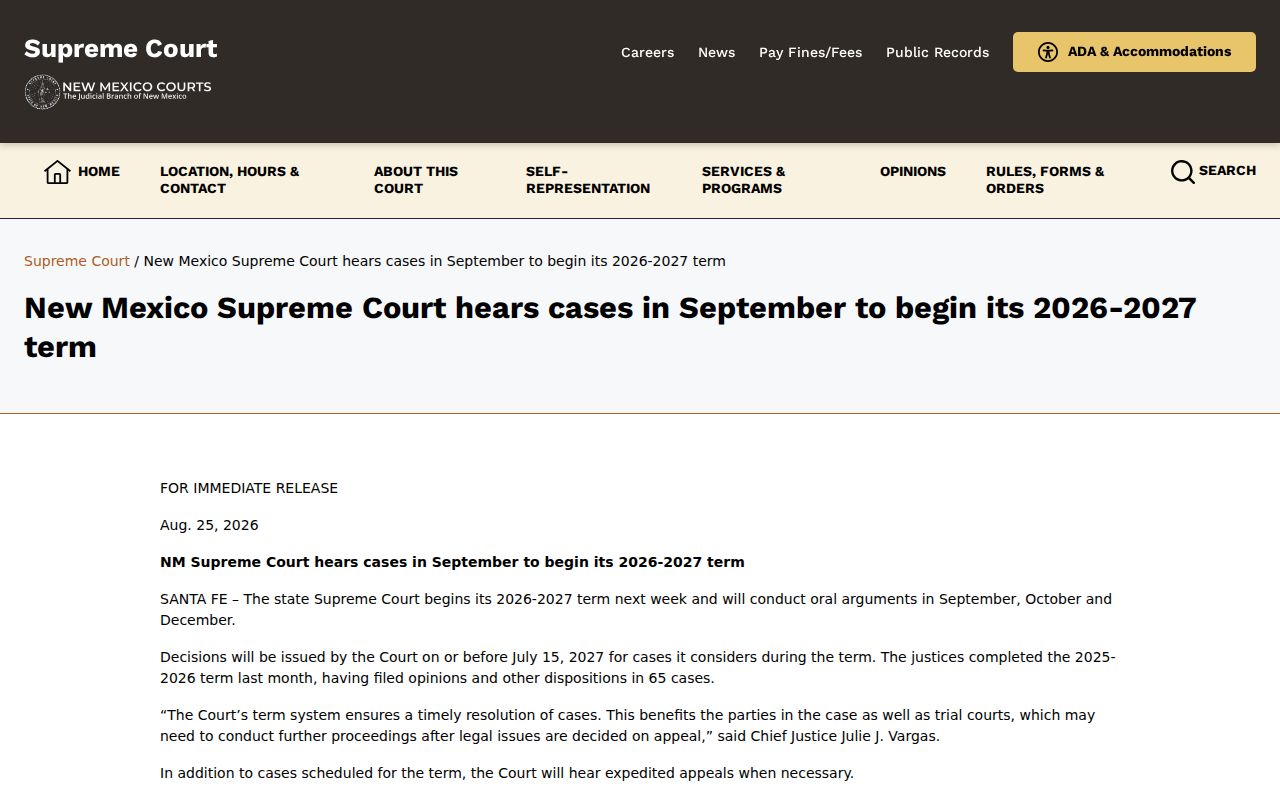 Catron County criminal docket appellate court scheduling notice from the New Mexico Supreme Court
