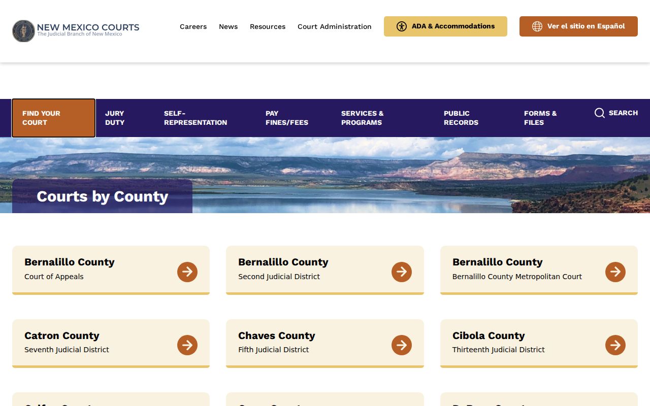 Catron County court docket court-by-county search route