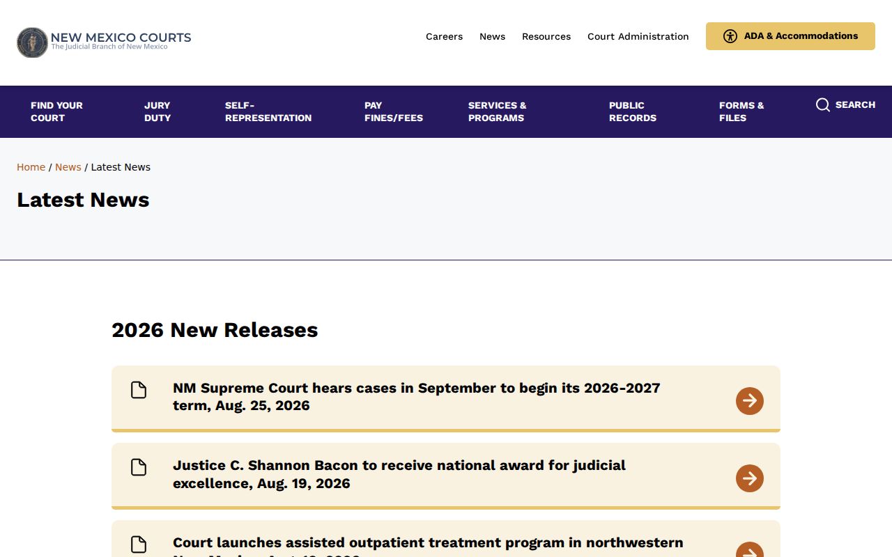 Catron County court docket New Mexico Courts announcements