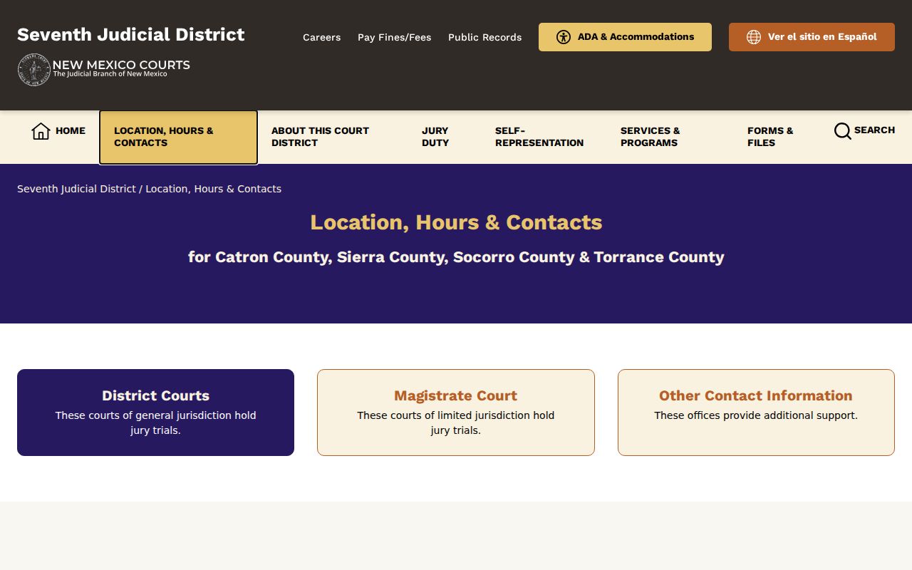Catron County court docket Seventh District contact route