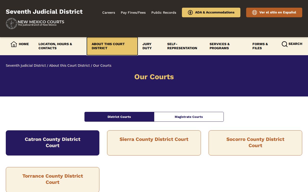 Catron County court docket Seventh Judicial District court structure