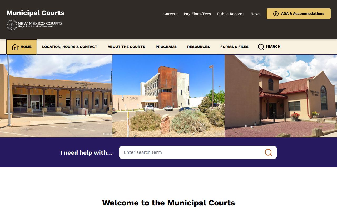 Catron County traffic court records route through the New Mexico Municipal Courts directory
